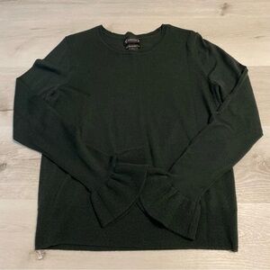 Nanette By Nanette Lepore Merino Wool Flutter Sleeve Sweater, Forest Green, Sz L